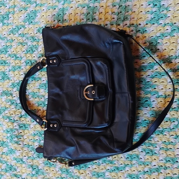 Coach Vintage Black Leather Tote/ messenger large Bag - Picture 16 of 16